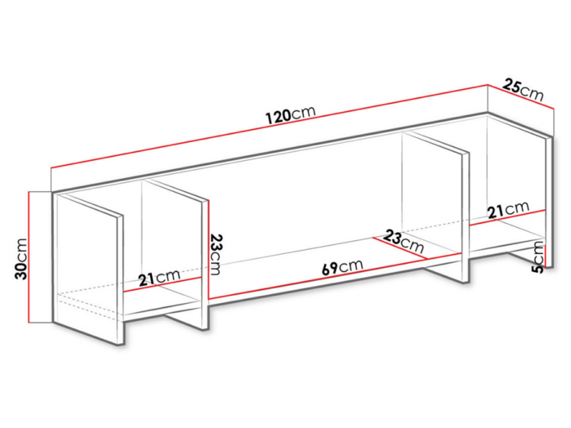 Módulo Suspenso 120cm 3N - Branco/ Madeira Clara