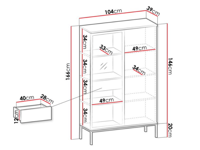 Vitrine Anna 104x166cm