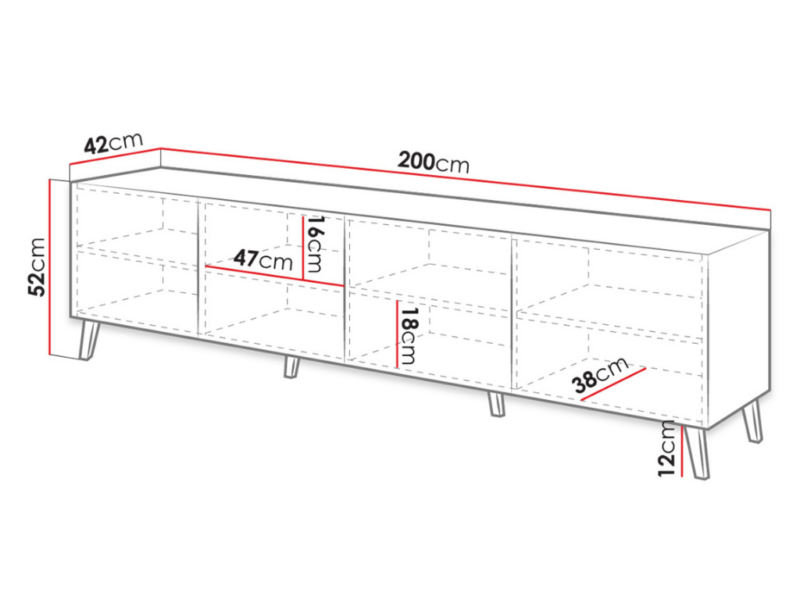 Móvel TV Ascra 200cm - Branco