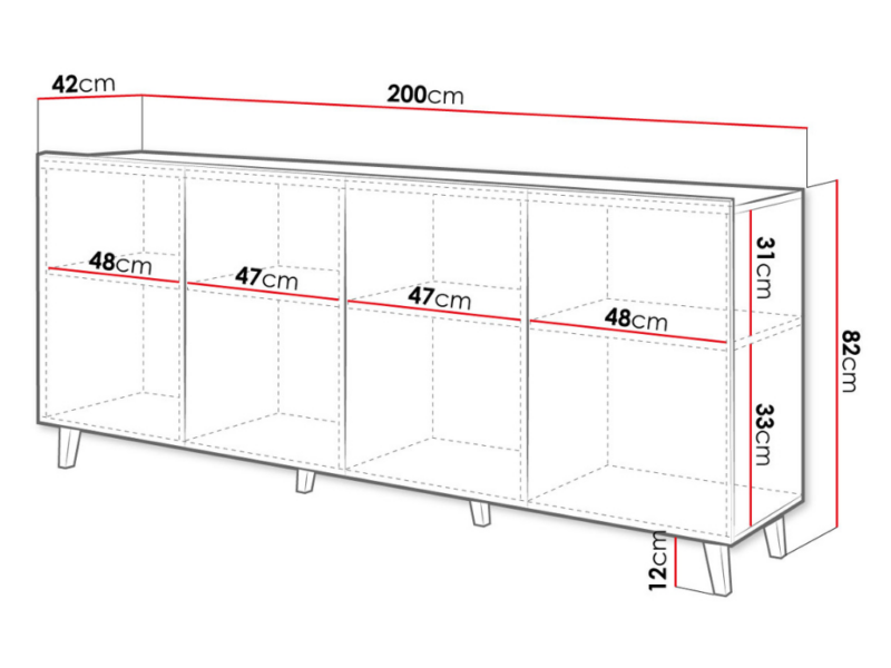 Aparador Aston 200cm - Branco