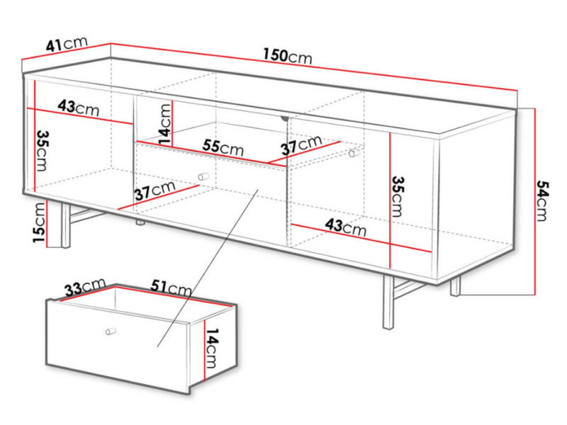 Móvel TV Duncan 150cm - Branco