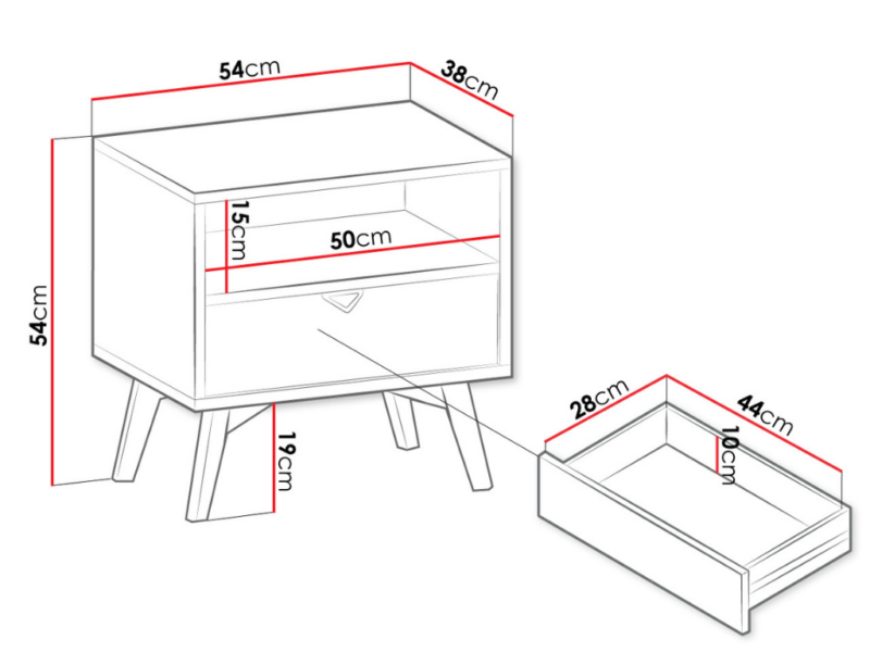 Mesa de Cabeceira Cho 54cm