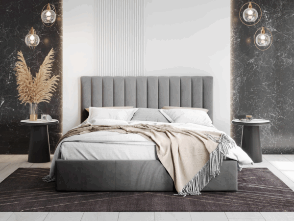 Cama estofada c/arrumação GEBRAIC - Cinza