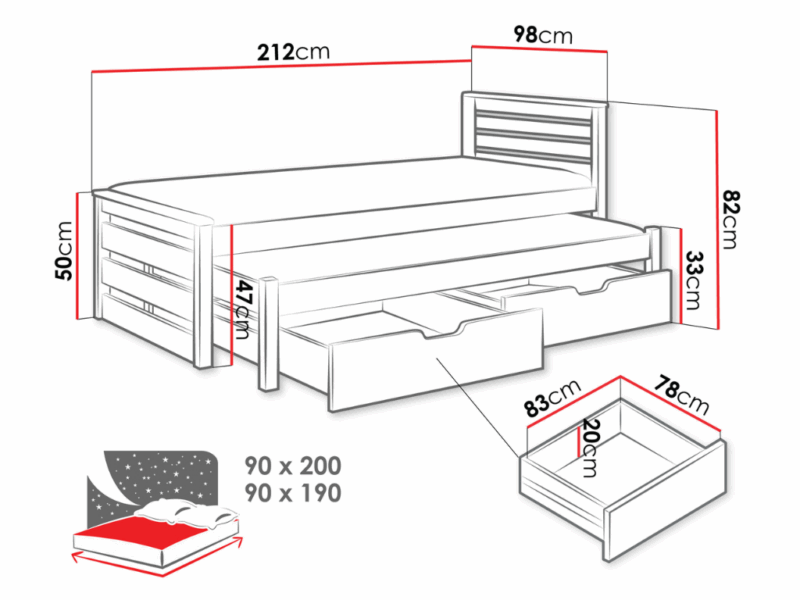 Cama c/cama extraível WALM - Branco - Image 4