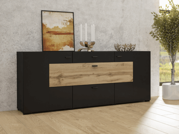 Aparador MOBY 03 - Preto, 165cm