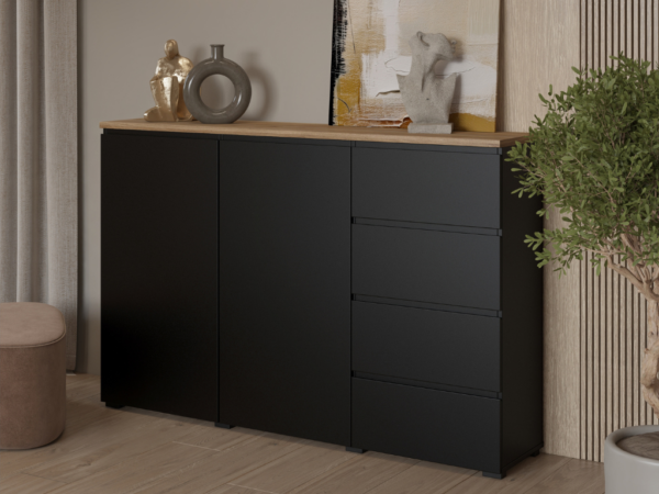 Aparador GRID 04 - Preto, 150cm
