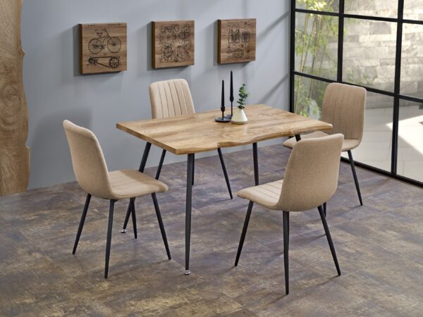 Mesa de jantar LARSON - carvalho natural / preto, 120cm
