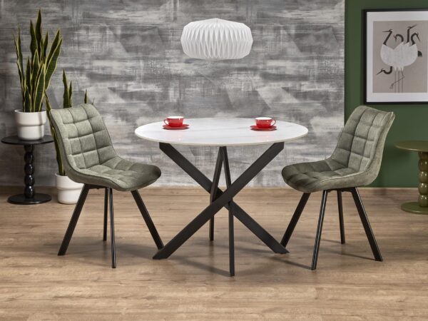 Mesa de jantar EDGAR 2 - branco mármore / preto, 100cm