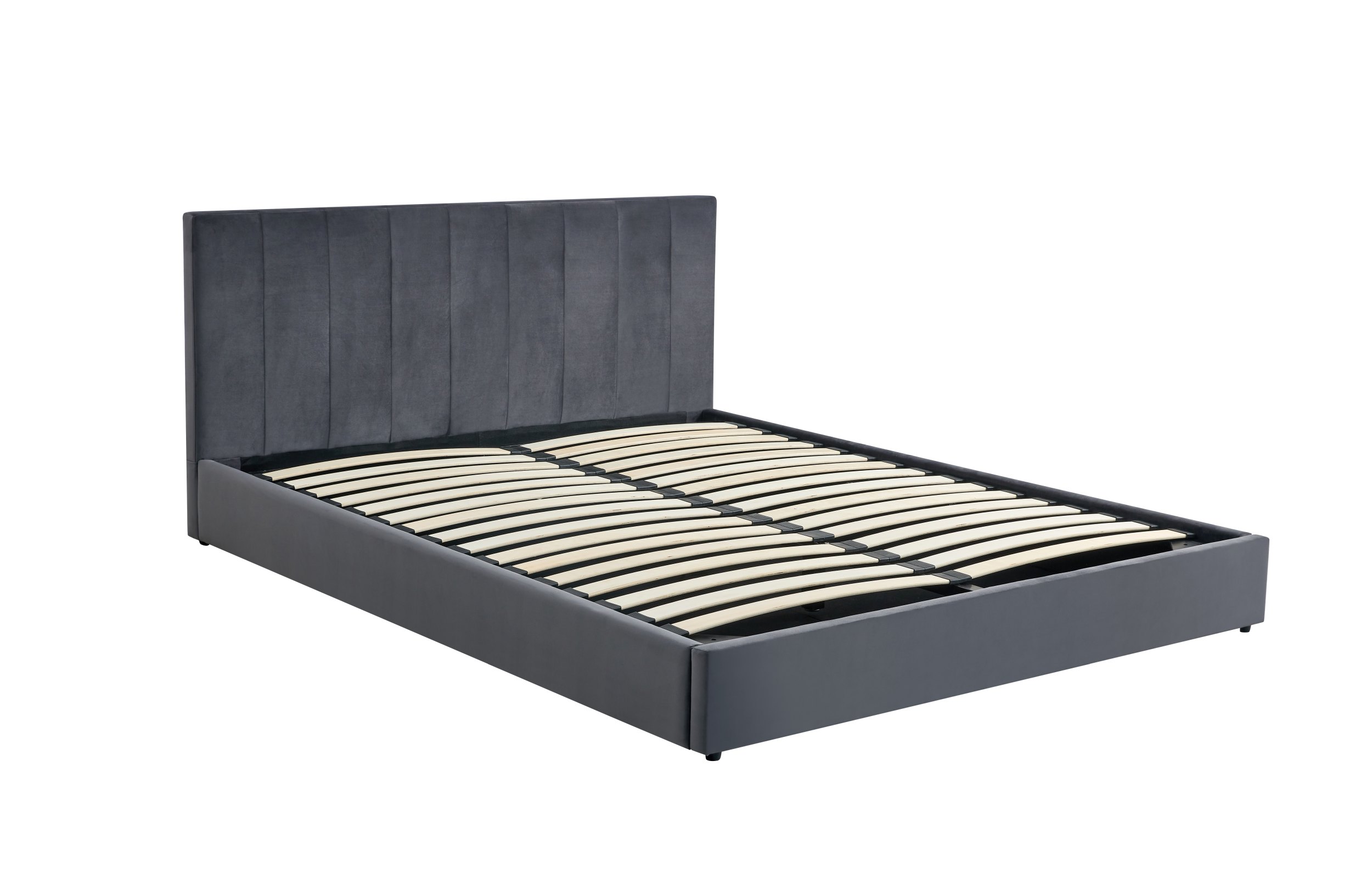 Cama estofada c/arrumação KATARINA - Cinzento, 160x200cm - Image 4